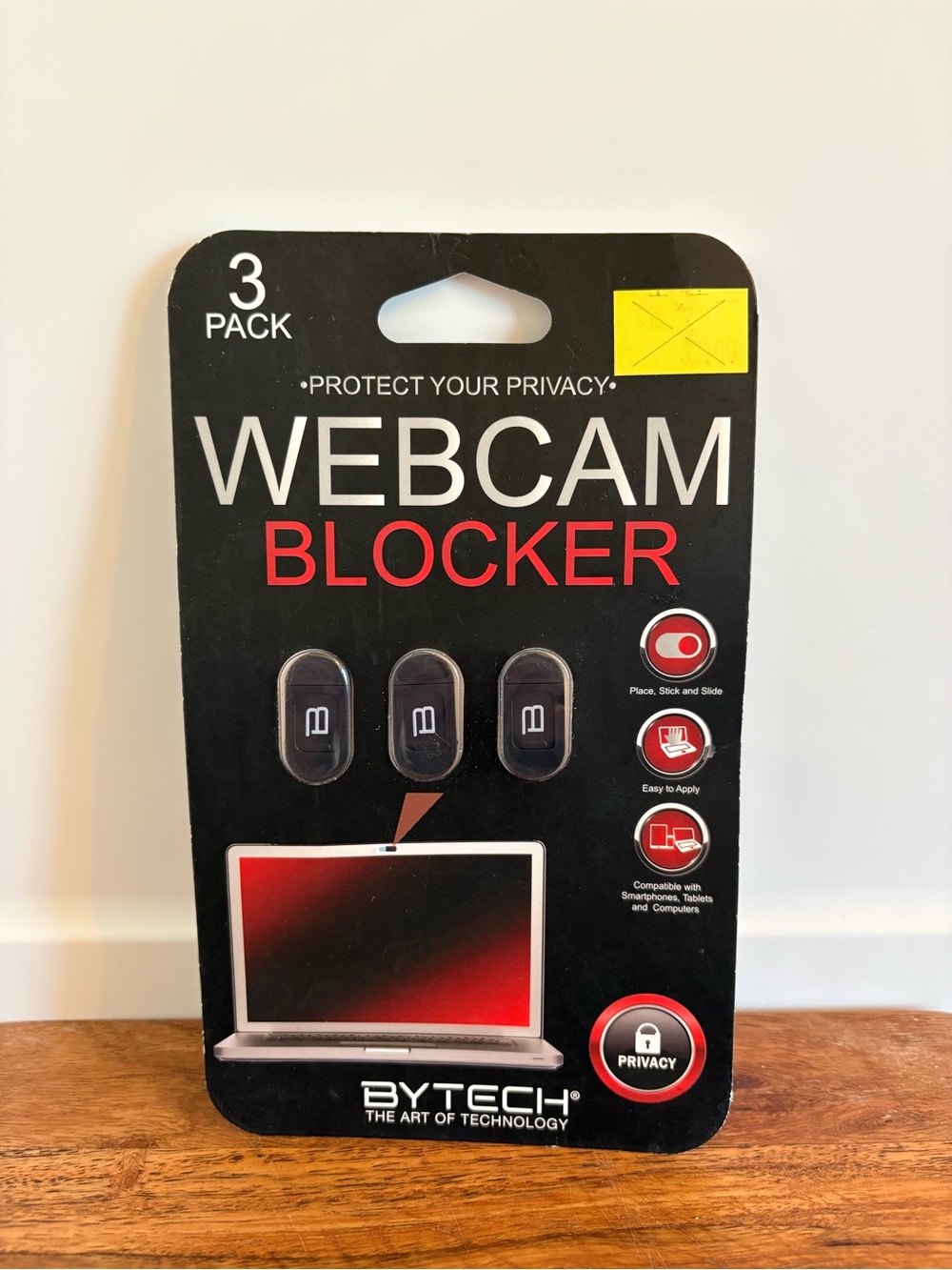 ByteTech Black Webcam Cover 3-Pack - Slider Privacy Covers